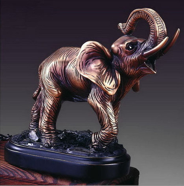 Elephant Trunk Up Sculpture Good Luck Figurine Tusks Animal